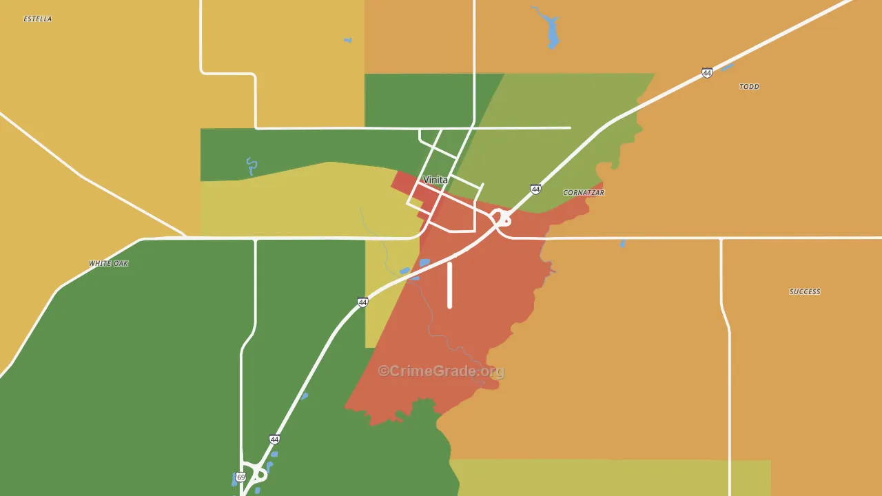 74301, OK Map of Theft Rates