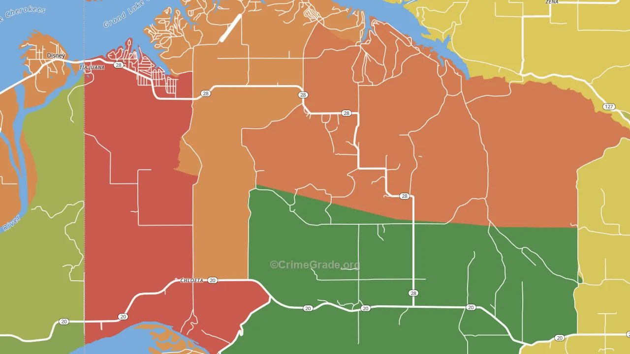 74342, OK Map of Theft Rates