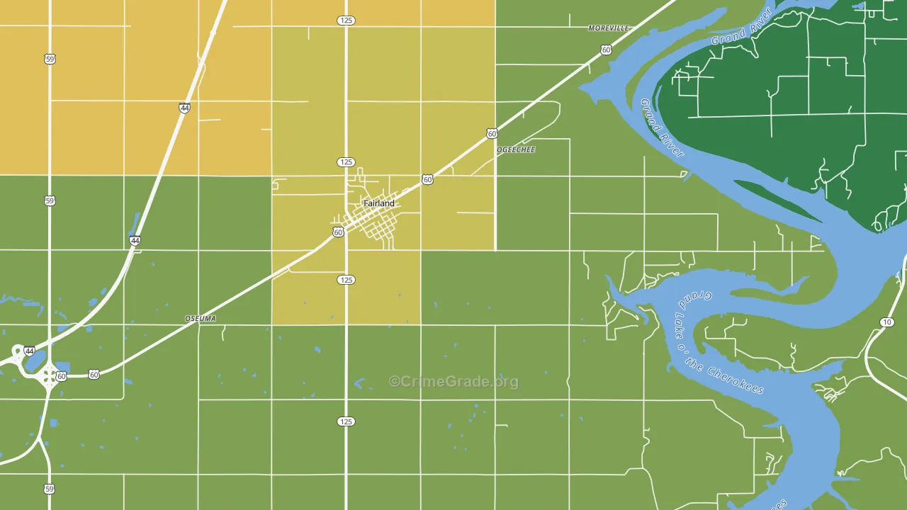 74343, OK Map of Theft Rates