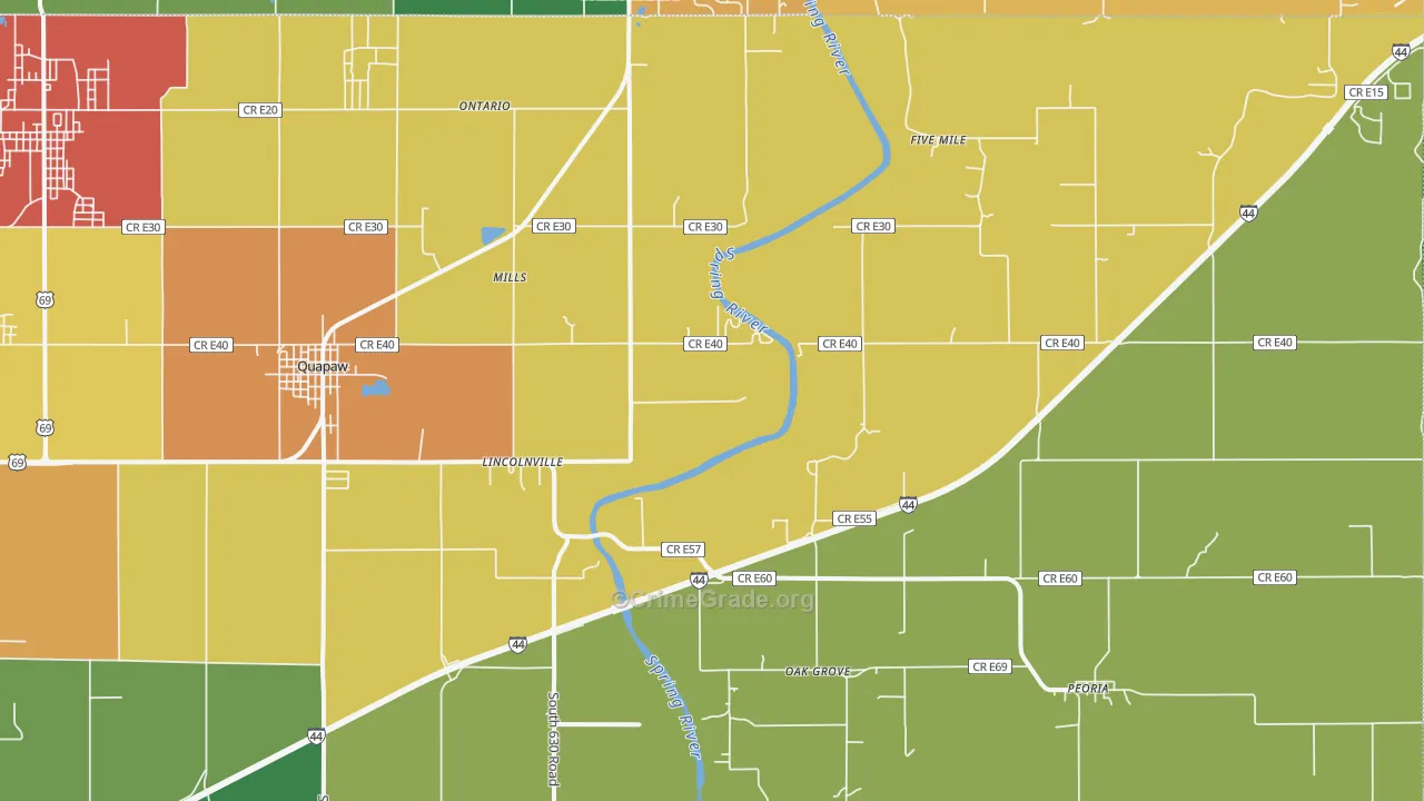 74363, OK Map of Theft Rates