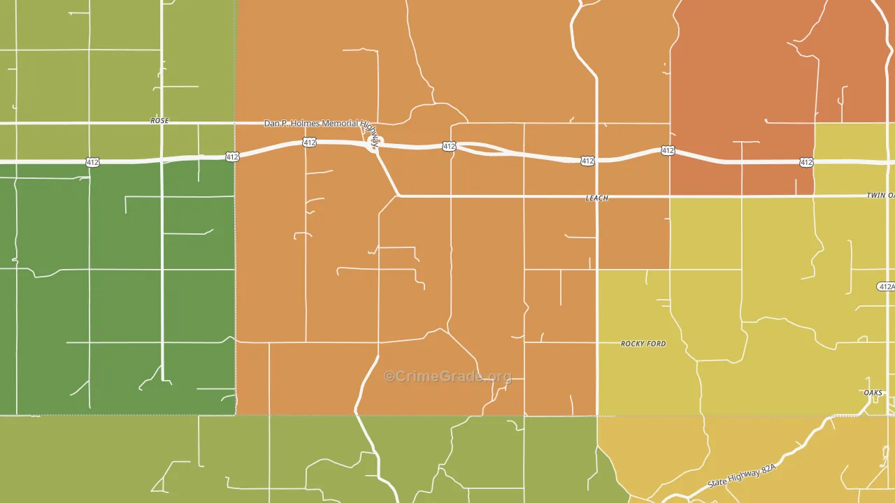 74364, OK Map of Theft Rates