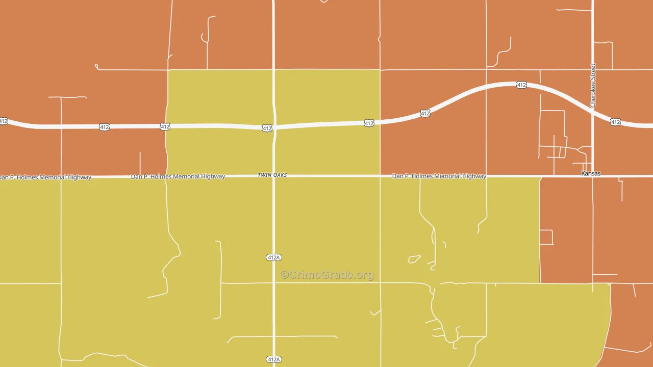 74368, OK Map of Theft Rates