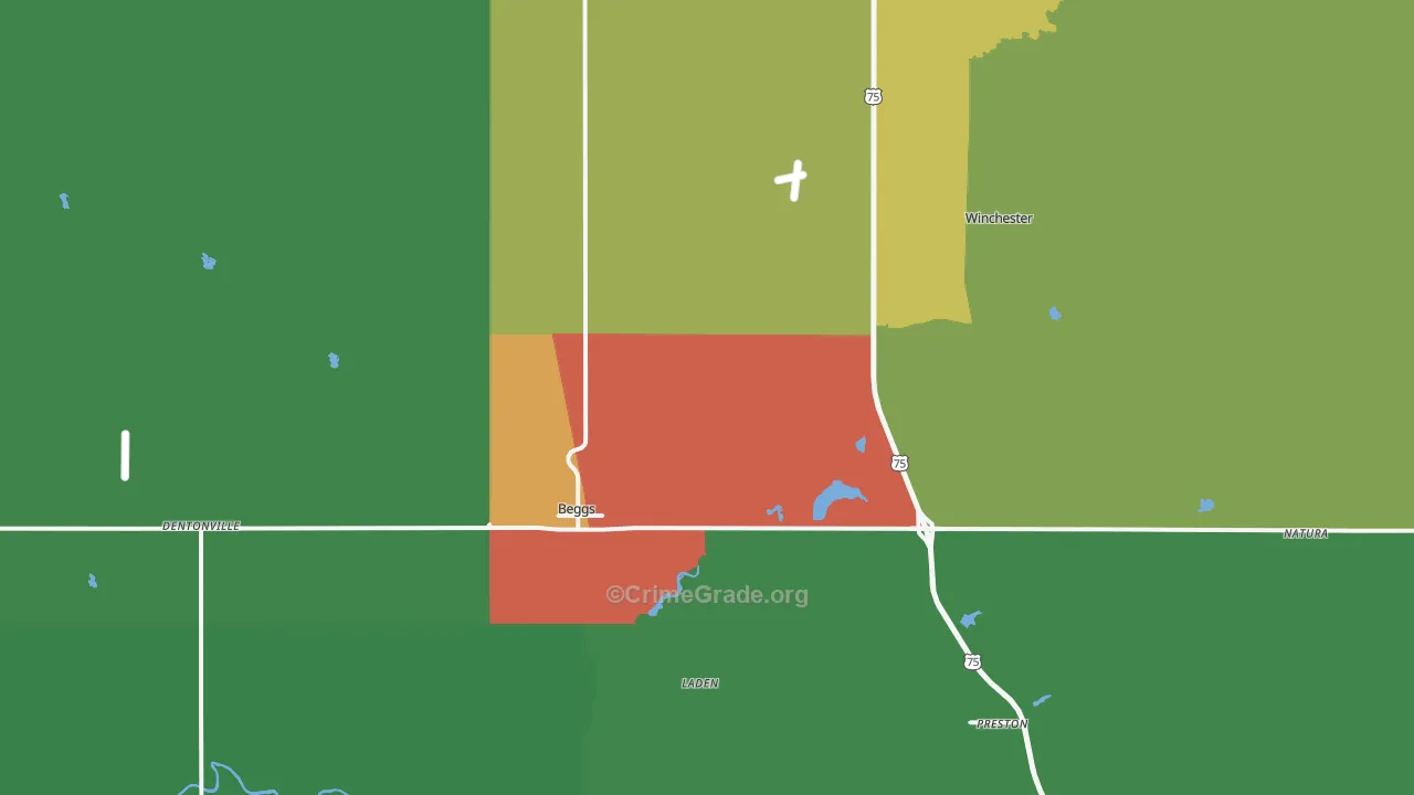 74421, OK Map of Theft Rates
