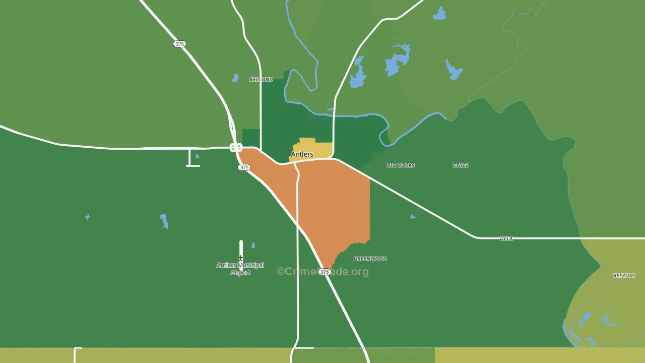 74523, OK Map of Theft Rates