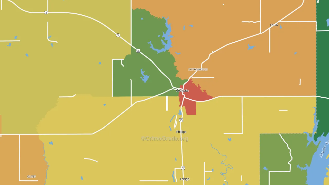 74538, OK Map of Theft Rates