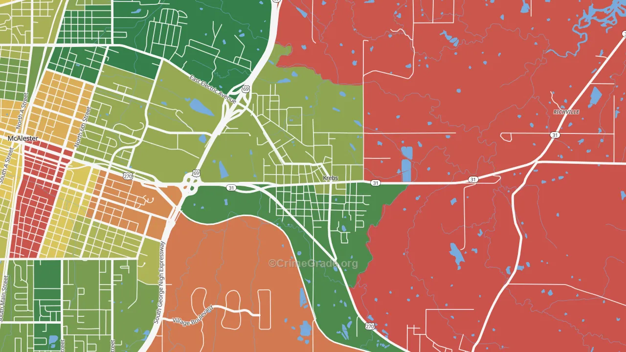 74554, OK Map of Theft Rates