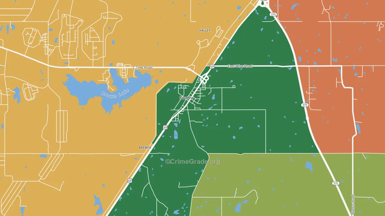 74565, OK Map of Theft Rates