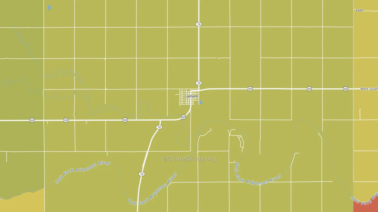 74643, OK Map of Theft Rates