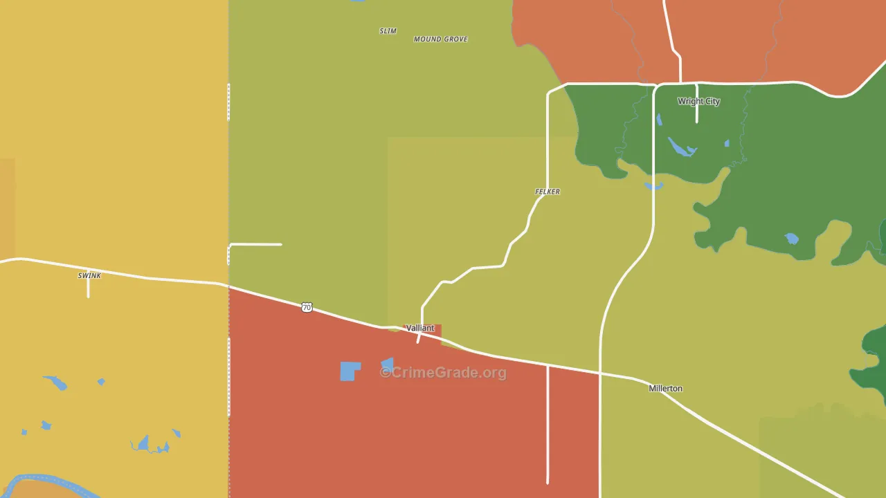 74764, OK Map of Theft Rates