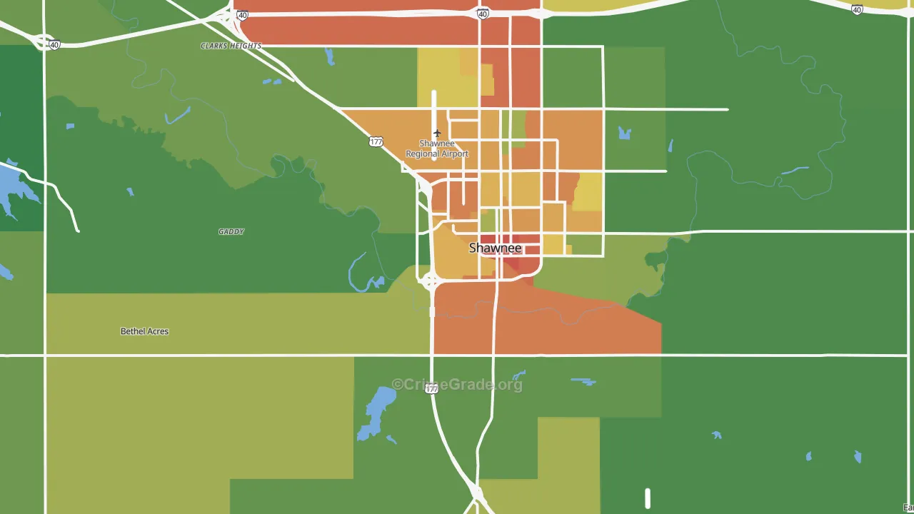 74801, OK Map of Theft Rates