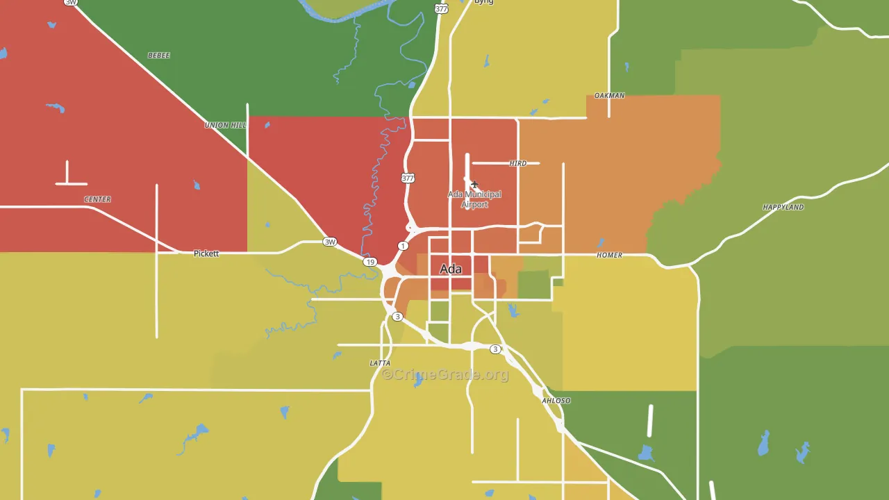 74820, OK Map of Theft Rates