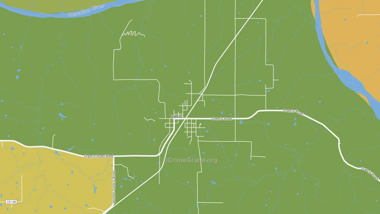 74844, OK Map of Theft Rates