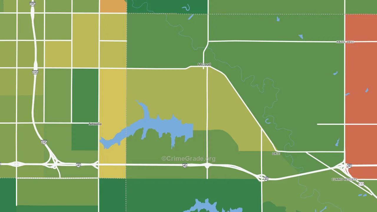 74851, OK Map of Theft Rates