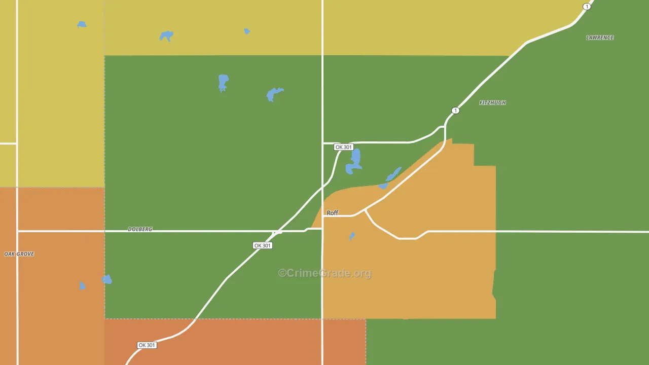 74865, OK Map of Theft Rates