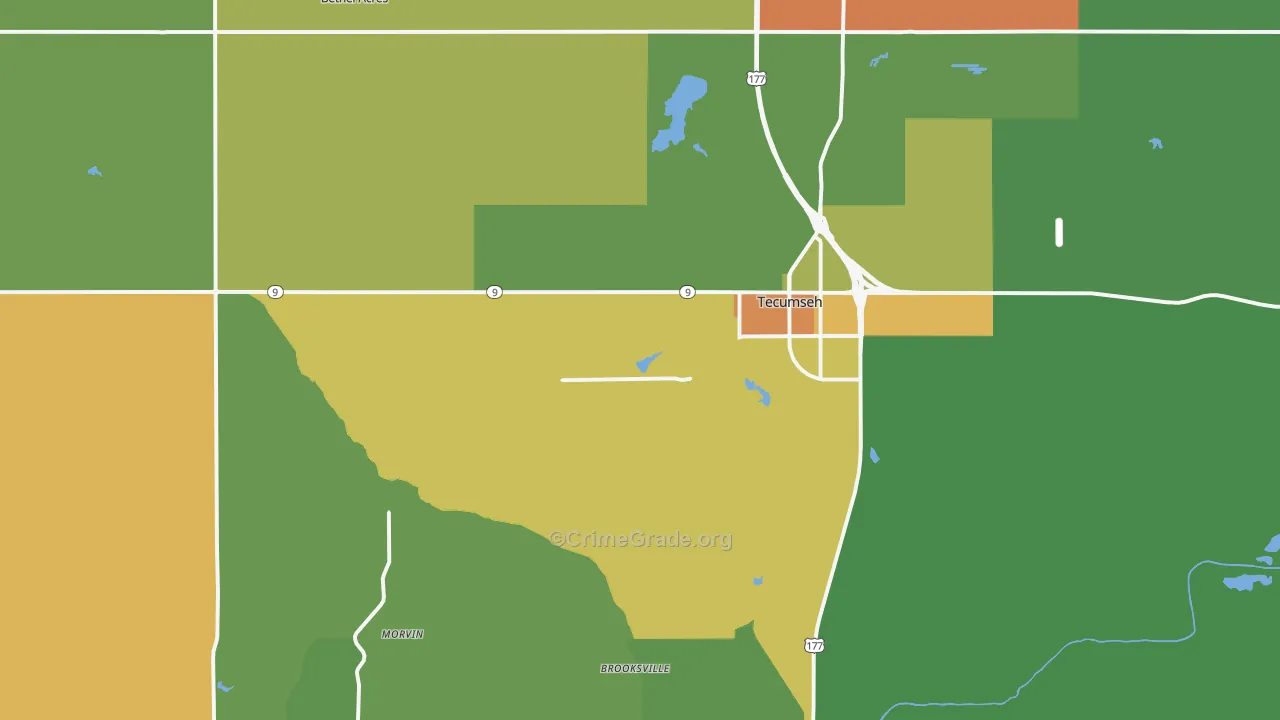 74873, OK Map of Theft Rates