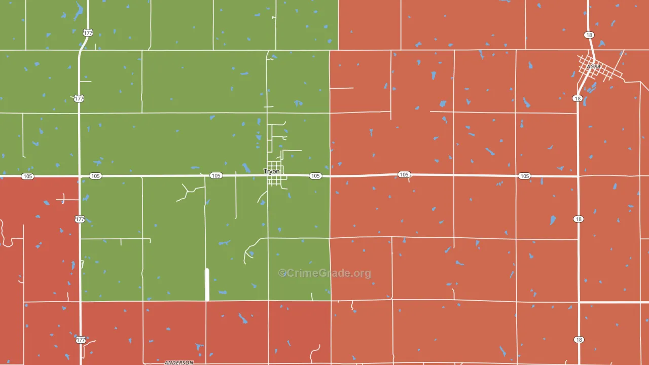 74875, OK Map of Theft Rates