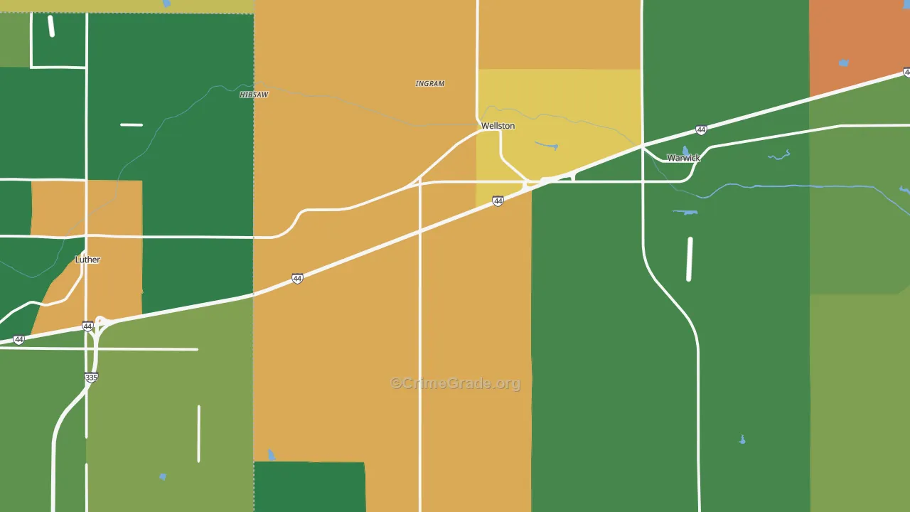 74881, OK Map of Theft Rates