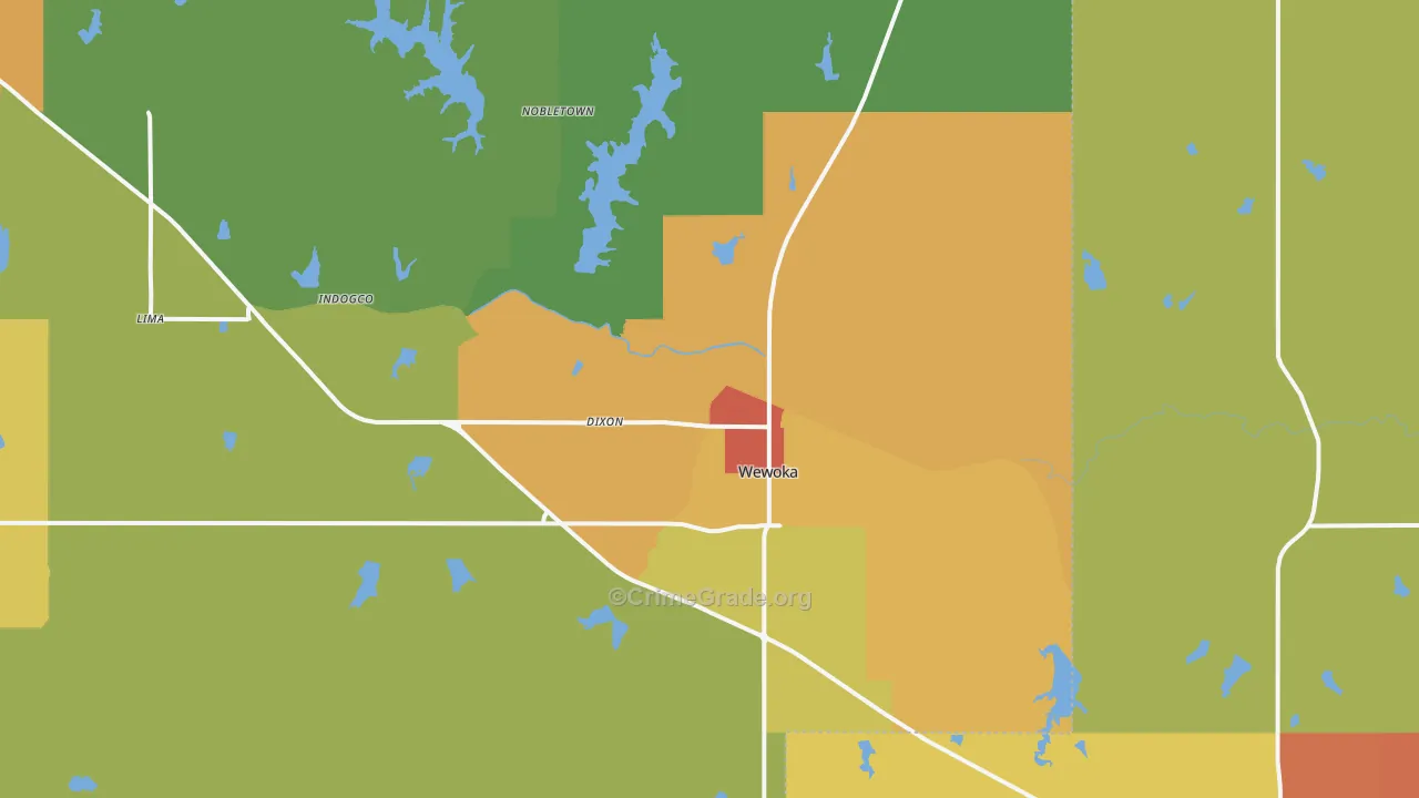 74884, OK Map of Theft Rates