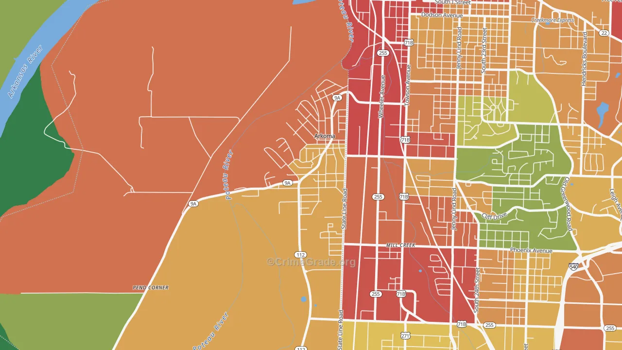 74901, OK Map of Theft Rates