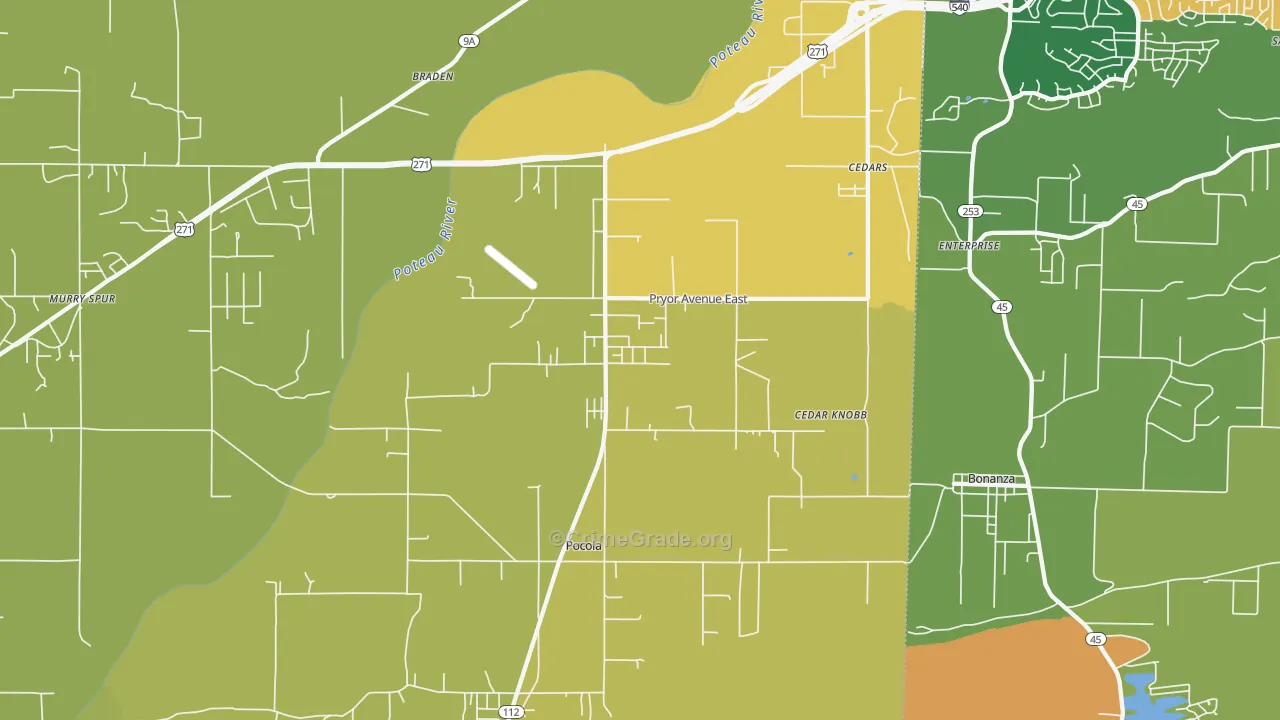 74902, OK Map of Theft Rates