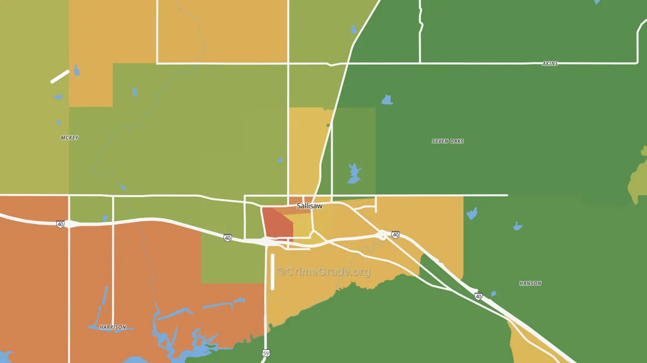74955, OK Map of Theft Rates