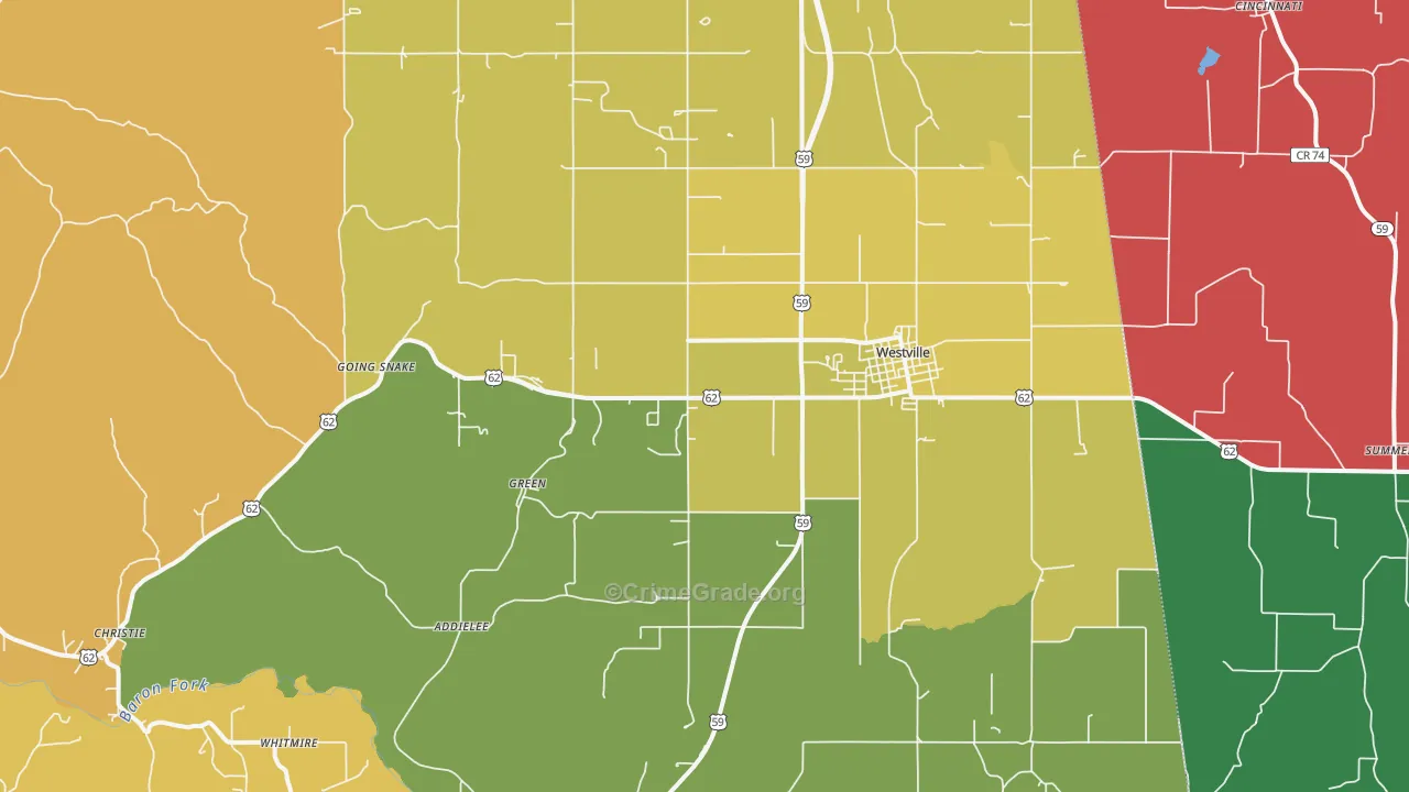 74965, OK Map of Theft Rates