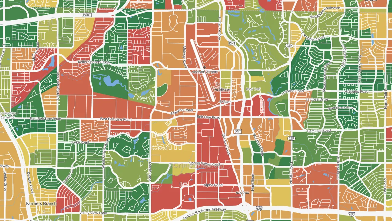 75001, TX Map of Theft Rates