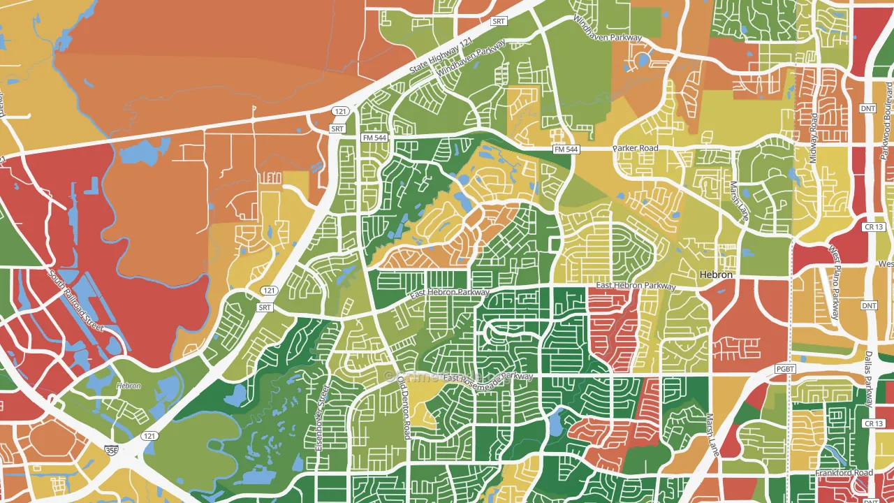 75010, TX Map of Theft Rates