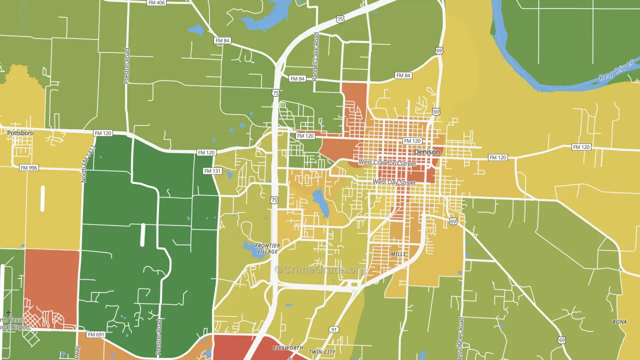 75020, TX Map of Theft Rates