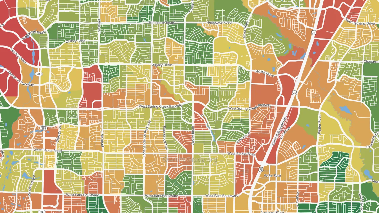 75023, TX Map of Theft Rates