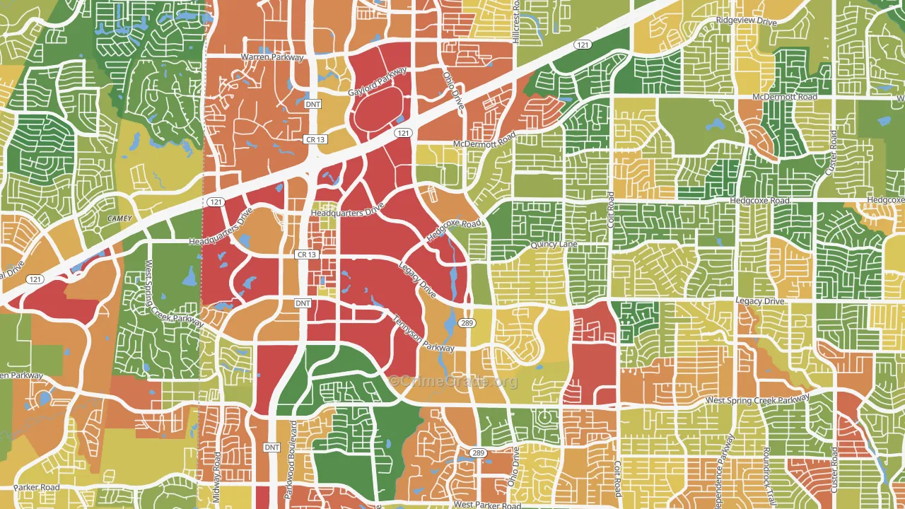75024, TX Map of Theft Rates