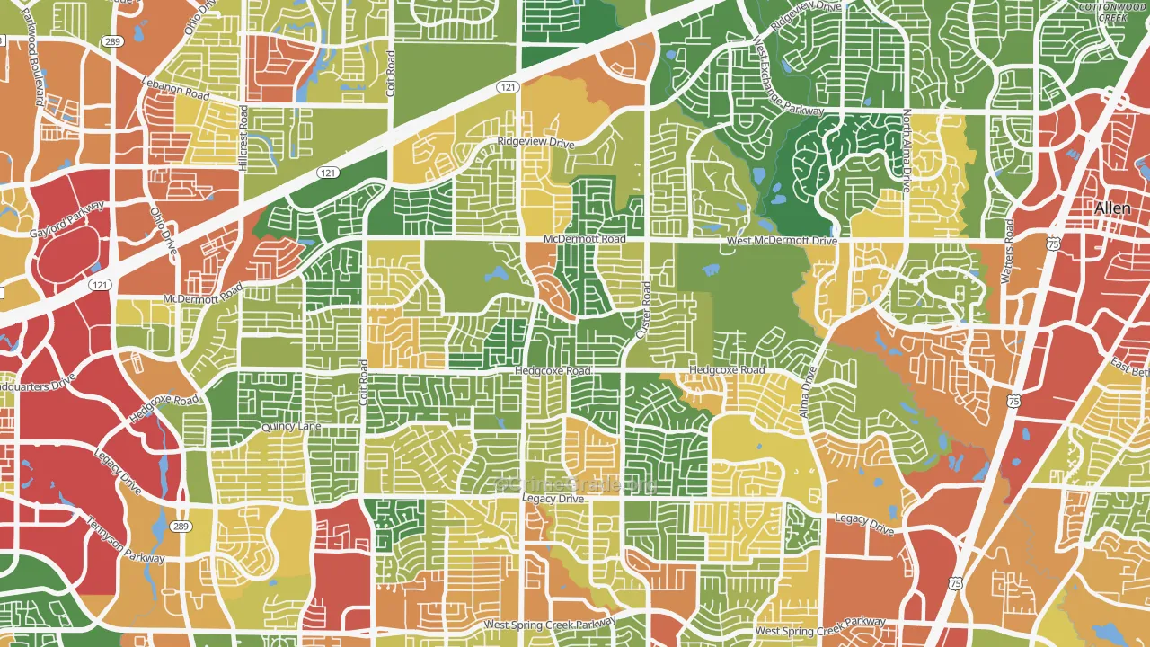75025, TX Map of Theft Rates