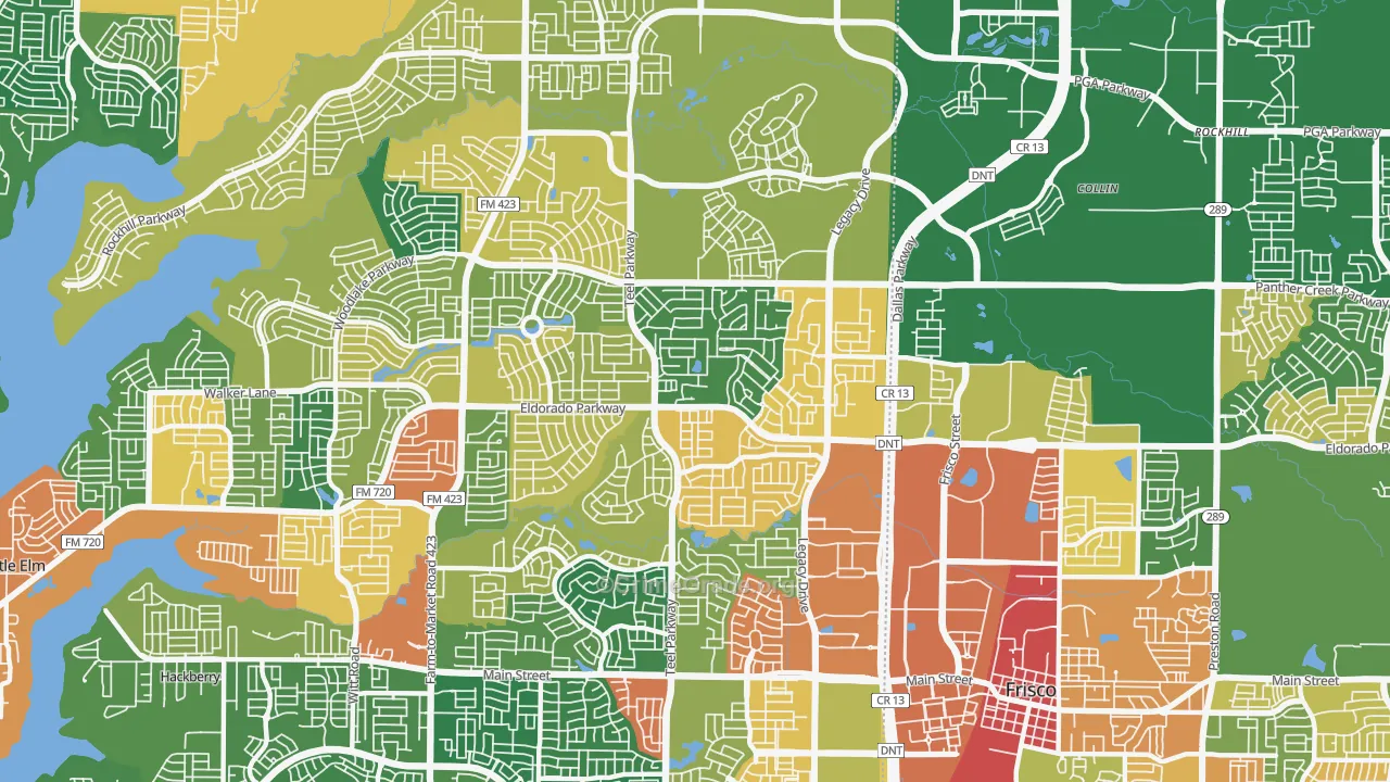 75033, TX Map of Theft Rates