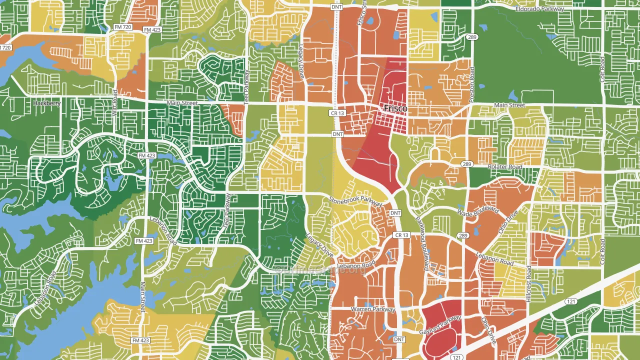 75034, TX Map of Theft Rates