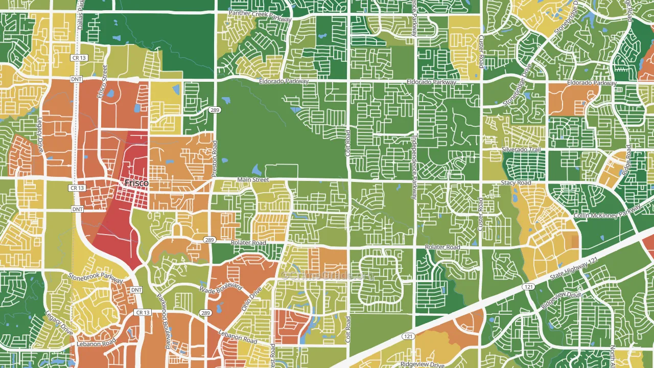 75035, TX Map of Theft Rates