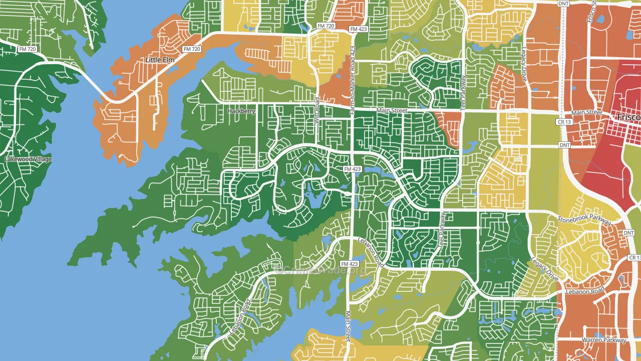 75036, TX Map of Theft Rates