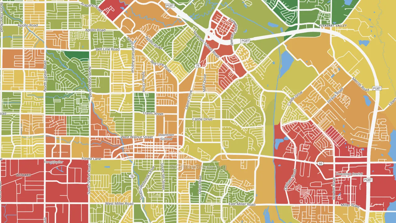 75040, TX Map of Theft Rates