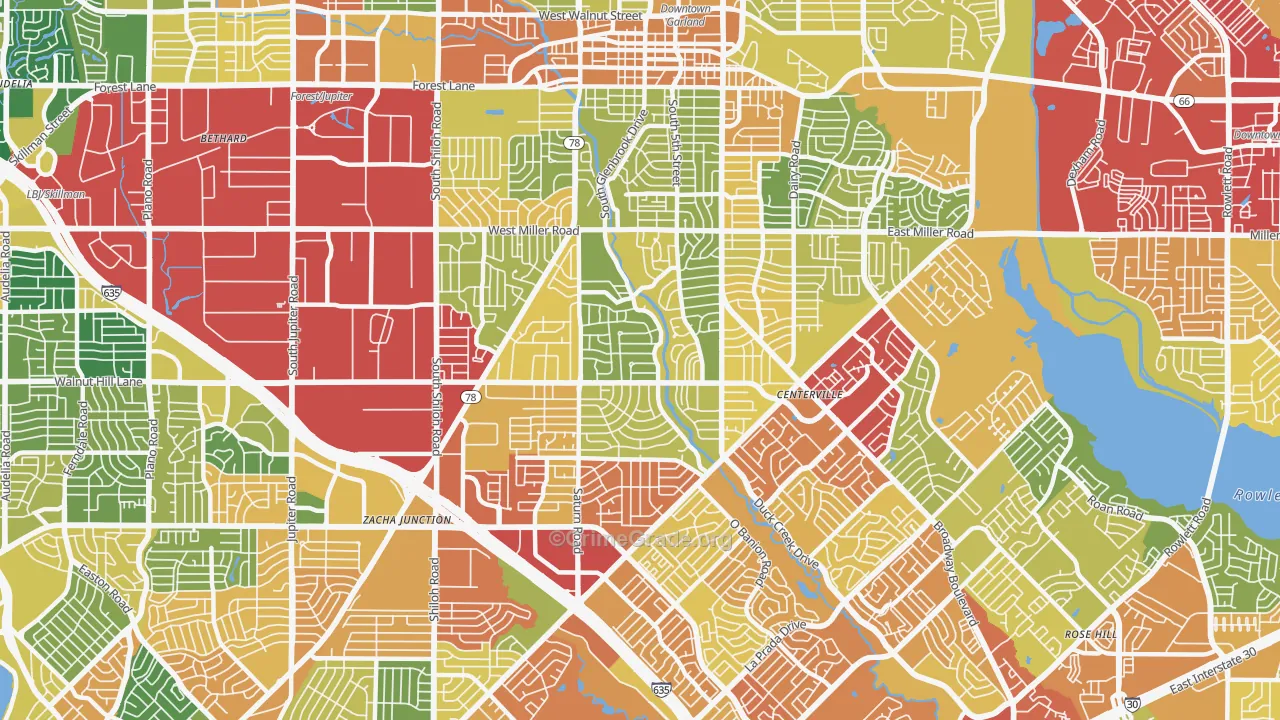 75041, TX Map of Theft Rates