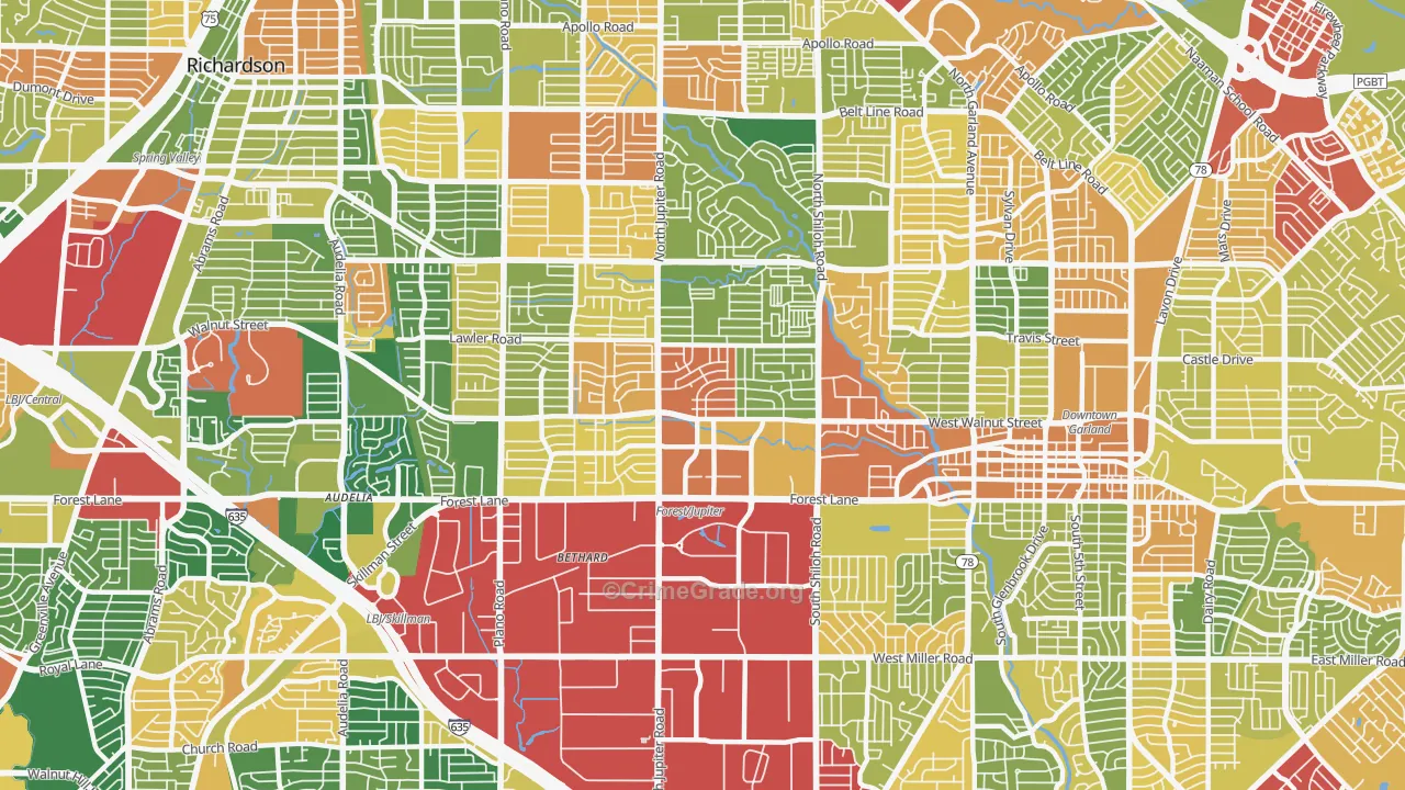 75042, TX Map of Theft Rates