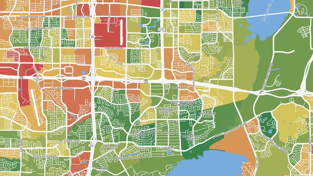 75052, TX Map of Theft Rates