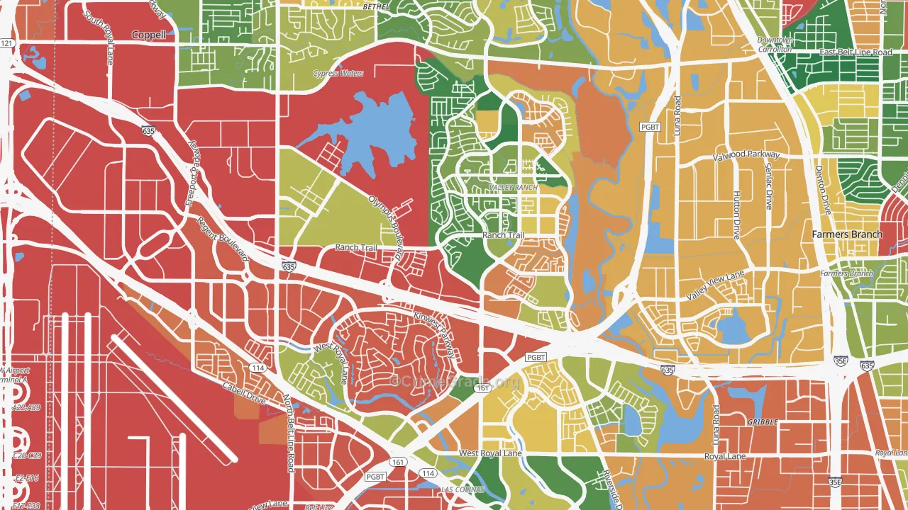75063, TX Map of Theft Rates