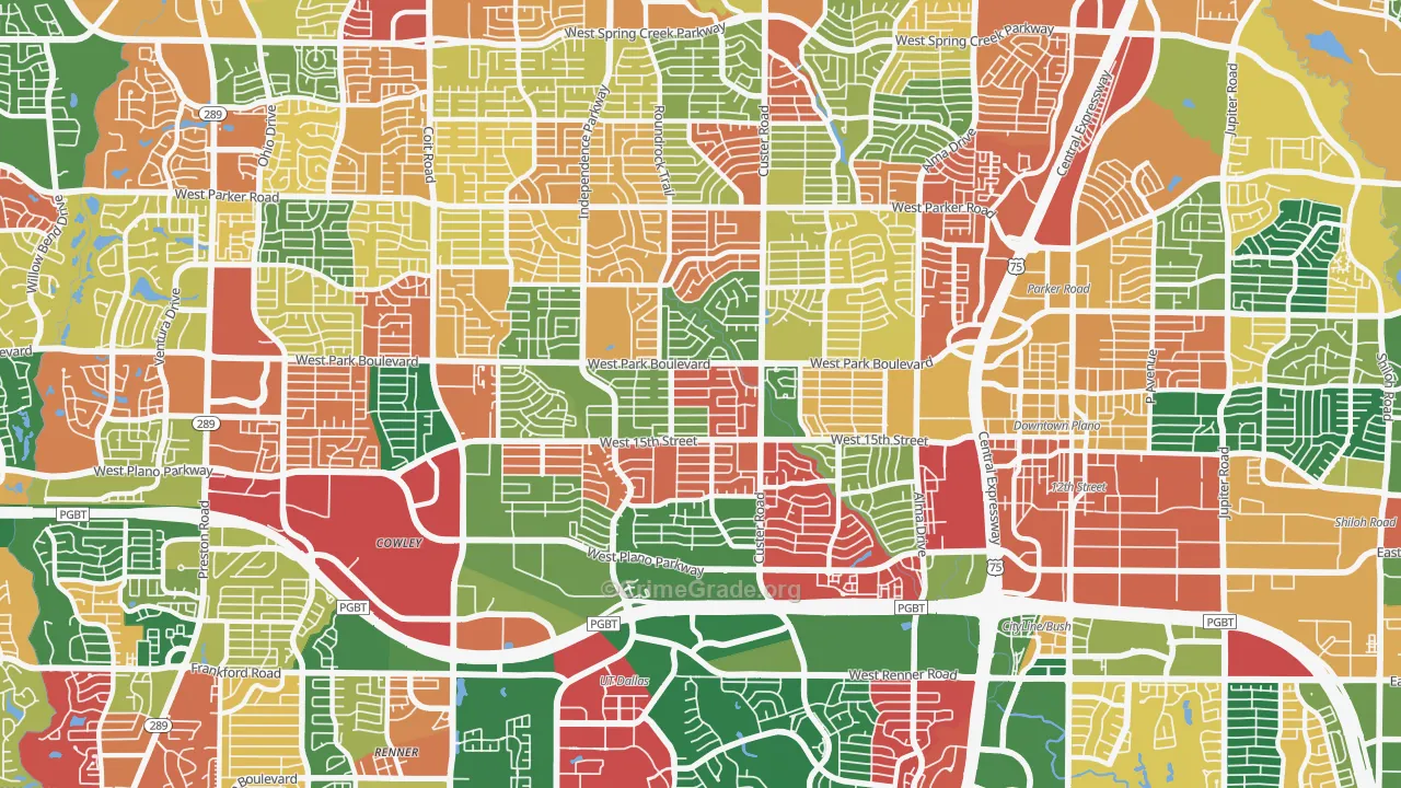 75075, TX Map of Theft Rates