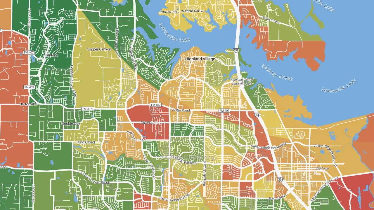 75077, TX Map of Theft Rates