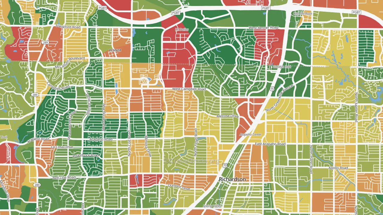 75080, TX Map of Theft Rates