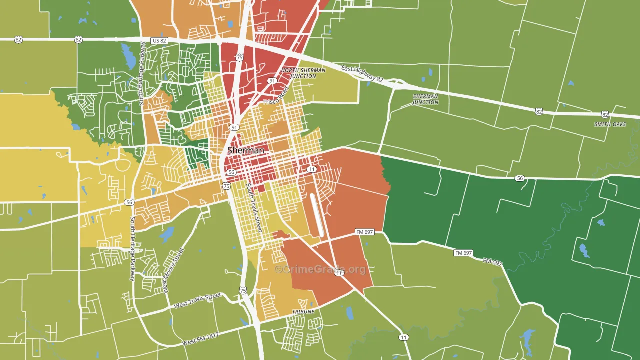 75090, TX Map of Theft Rates