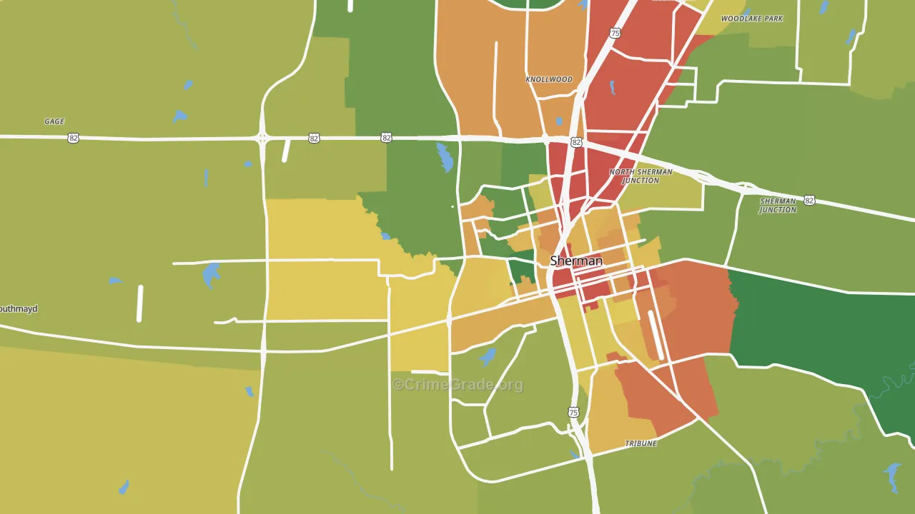 75092, TX Map of Theft Rates