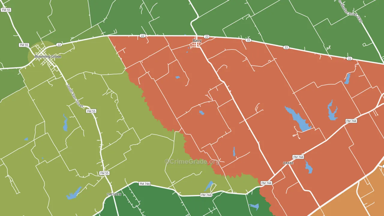 75102, TX Map of Theft Rates