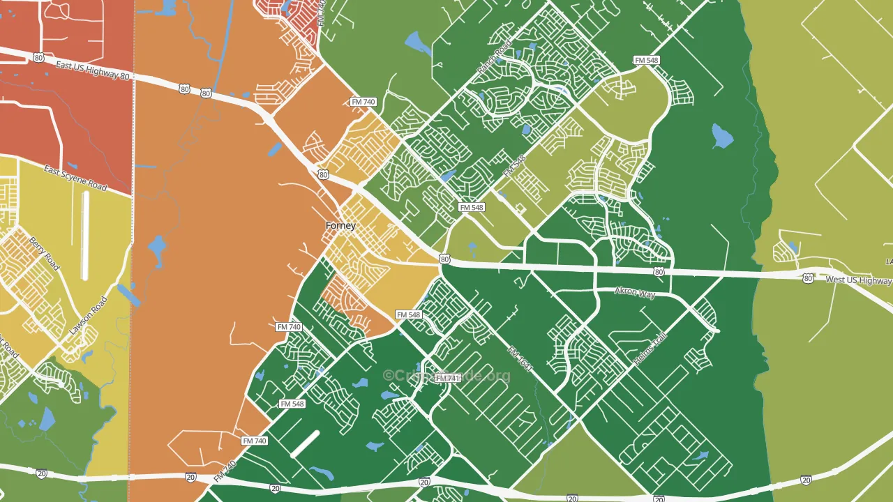 75126, TX Map of Theft Rates
