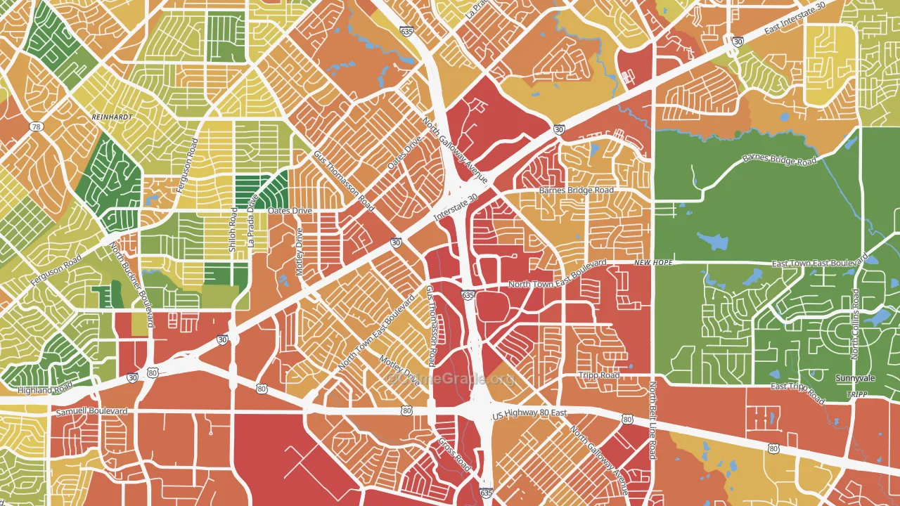 75150, TX Map of Theft Rates
