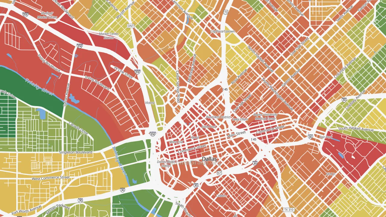 75201, TX Map of Theft Rates
